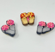 Flip Flop Sandal Resin Button Covers 1.5 Inch Yellow Pink Orange Summer Beach - £10.27 GBP