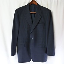 Hickey Freeman 44R Navy Blue Glenn Plaid Superfine Blazer Sport Coat Suit Jacket - £29.87 GBP