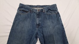 Wrangler 38x32 Regular Straight Medium Wash Distressed Fade Jeans 96SRWIM  EUC - £14.24 GBP