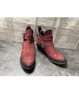 Very Volatile Boots Women 7.5M Shoes Red Leather Slip On Buckle Ankle St... - $34.47