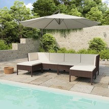vidaXL Brown PE Rattan Modular Patio Lounge Set for 6 People - $13,087.59 MXN