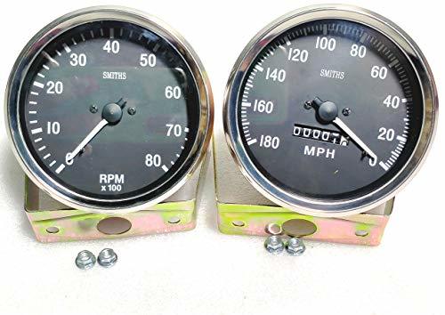 Smiths Gauge Kmph Tachometer Speedometer Replica in Black face chrome bezel - $44.55