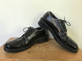 Vtg 90s Franco Fortini Chunky Oxfords Italian Black Leather Dress Shoes ... - $39.99