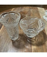 Anne HutteLead Crystal 24% 6&quot; Vase &amp; Bowl Braided Pattern Jagged Edge - €28,32 EUR