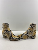 ALDO Snake Print Leather Side Zip Pointed Toe Block Heel Ankle Boots Women’s 5 - £18.48 GBP