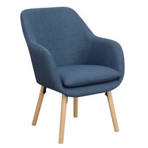 Convenience Concepts Charlotte Accent Chair in Blue Linen Fabric with Wo... - $270.99