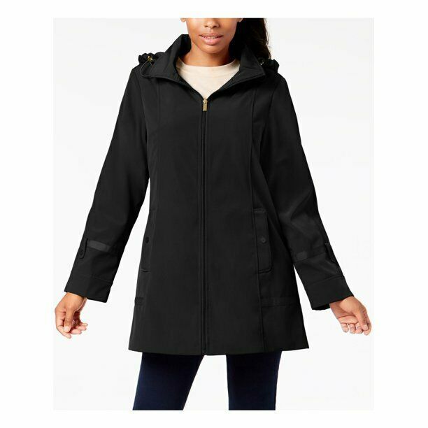 Authentic JONES NY Womens Zippered Hooded Coat, BLACK, PXS MSRP: $180 - $71.27