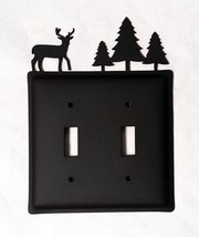 Village Wrought Iron Double Deer w Trees Switch Cover Double - £17.17 GBP