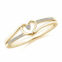 Round Diamond Split Shank Heart Promise Ring in 14K Yellow Gold Ring Size 5.5 - £204.06 GBP