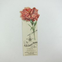 Victorian Trade Card A.B. Chase Piano Die-cut Carnation Flower Bookmark ... - $19.99