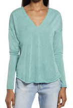 Nwt Treasure &amp; Bond Double V-neck Long Sleeve Top In Green Deep Sea Size S - £14.87 GBP