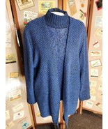 Sweater Set Blue Long Sleeve Top w Oversize Cardigan Woven Knit Unbrande... - £97.99 GBP