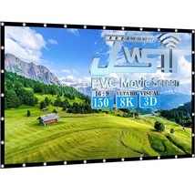 Projector Screen, 150 Inch Upgraded Pvc 3 Layers Outdoor Projector Scree... - £106.38 GBP