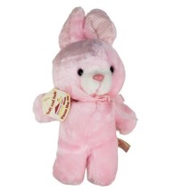 Vintage Animal Fair Pastel Pink Bunny Rabbit Stuffed Plush Polka Dot Ears W TAG - £9.94 GBP