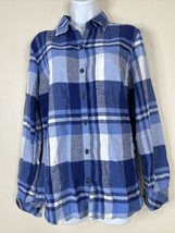 Dickies Womens Size S Blue Plaid Pocket Button Up Shirt Long Sleeve - $11.30