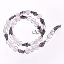 Natural Rutile &amp; Rose Quartz Amethyst Gemstone Smooth Beads Necklace 17&quot; UB-3842 - £8.66 GBP
