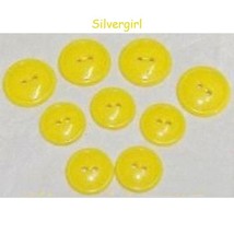 2 Holed Yellow Rounded Plastic Vintage Plastic Buttons - £3.15 GBP