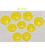 2 Holed Yellow Rounded Plastic Vintage Plastic Buttons - £3.21 GBP
