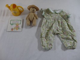 American Girl Bitty Baby Gardening Set Coveralls  Watering Can + used Bo... - £34.83 GBP