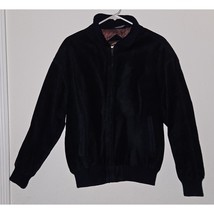 VTG Authentic Imports Navy Blue Suede Leather Bomber Jacket Fullzip Wome... - $39.55