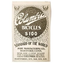 Pope Columbia Bicycle Hartfords 1897 Advertisement Victorian Bikes ADBN1A6 - $19.99