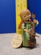 Anri Toriart Music Angel Hand Carved Wood Figure Bass Cello original tag vintage - £32.03 GBP