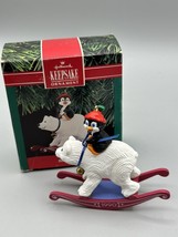 Ornament Hallmark Bear Back Rider Rocking Polar Bear Penguin QX5483 1990 - $5.86