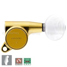 New Gotoh SG381-05P1 Tuning Keys Set 6 In Line Mini Tuners Oval Pearloid - Gold - £77.52 GBP