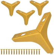 Stylish Gold 4&quot; Legs for Furniture Set of 4 Triangle Metal Gold Furniture Legs - £14.93 GBP