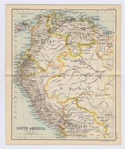 1912 Antique Map Of Colombia Venezuela Peru Ecuador / South America - $25.46