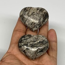 103.8g, 1.5&quot;-1.5&quot; 2pcs, Natural Jungle Jasper Heart Gemstones @Pakistan,B25245 - £6.63 GBP