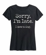 $32 Instant Message Black &#39;Sorry I&#39;m Late I Saw a Dog&#39; Relaxed-Fit Tee XXL - €8,01 EUR