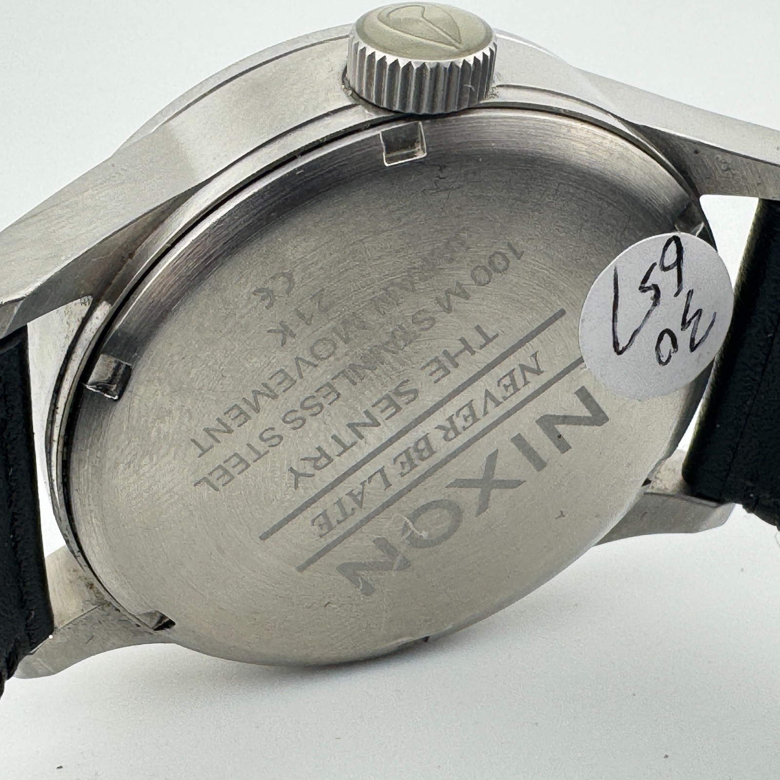Nixon The Sentry Quartz Watch Men 100m Silver Steel Day Date Leather New Battery Item image 6