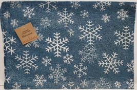 Set Of 2 Same Tapestry Placemats, 13&quot;x19&quot;, Christmas, Snowflakes On Blue, Hc - £10.07 GBP