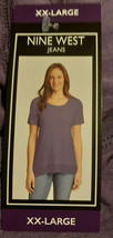 Nine West Women&#39;s Short Sleeve Emmy Top Size 2XL Plum Mist NWT - $16.78