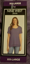 Nine West Women&#39;s Short Sleeve Emmy Top Size 2XL Plum Mist NWT - £13.14 GBP