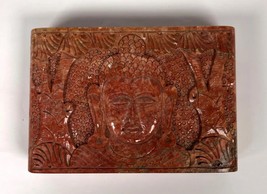 Asian Buddhist Handcarved Hinged Marble Box Trinket Tibet Buddha 6&quot; X 4&quot; - £60.28 GBP