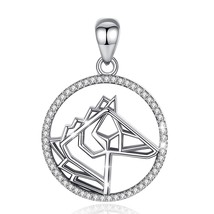 Real 925 Sterling Silver Origami Horse Charm Necklace Round Clean CZ Pendant FIn - £28.04 GBP