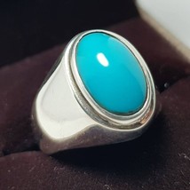 Natural Unheated Untreated Real Feroza Turquoise Ring Sterling Silver US size 9 - £140.02 GBP