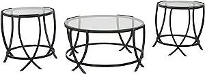 Signature Design by Ashley Tarrin Contemporary Glass Top Round 3-Piece T... - $518.99