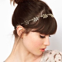 Gold leaf headband embellished headband wedding bridesmaid adjustable new - $8.82