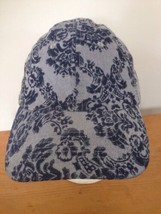 D&amp;Y David &amp; Young Blue Damask Floral Cotton Blend Baseball Cap Hat Adjus... - $24.99