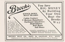 1928 Print Ad Brooks Knock-Down Boat Frames Build Your Own Saginaw,Michigan - $8.98