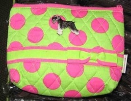Quilted Fabric SCHNAUZER Dog Breed Polka Dot Zipper Pouch Cosmetic Bag - £9.47 GBP