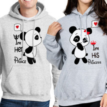 Nwt Panda PRINCESS/PRINCE Couple Matching Valentine&#39;s Day Gift Light Gray Hoodie - £16.12 GBP