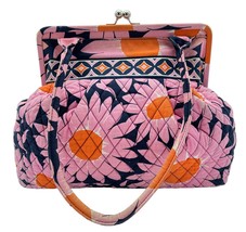 Vera Bradley Love Me Pink Daisies ALICE Kisslock Retired Handbag Purse F... - $19.00