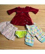 American Girl Doll size Red Velvet Dress, Floral Skirt, Picnic Pants, Le... - $855.30 MXN