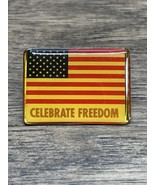 Vintage Celebrate Freedom America Flag Enamel Lapel Pin US Patriotic KG JD - $9.89