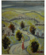 Vtg Signed Oil Painting Arab Woman, Shepherd &amp; Cattle Rural Background, ... - $3,348.73 MXN