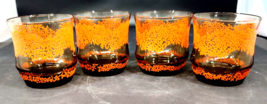 Set of 4 Libby Abstract Orange and Amber Rock Glasses 3 1/4&quot; Tall, 8oz. - £19.43 GBP